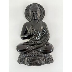 Sitting Buddha Hanging Wall Plaque 9" Statue Fearlessness Zen Serene Meditation